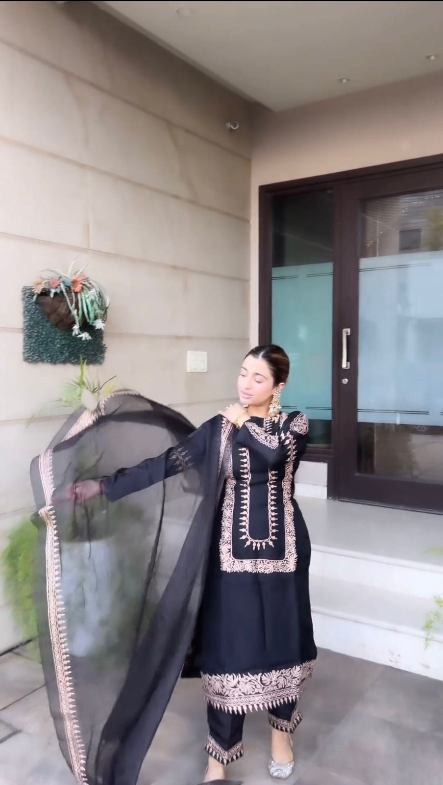 Punjabi suit georgette black fully stitched