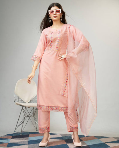 Pink viscose fabric kurti set