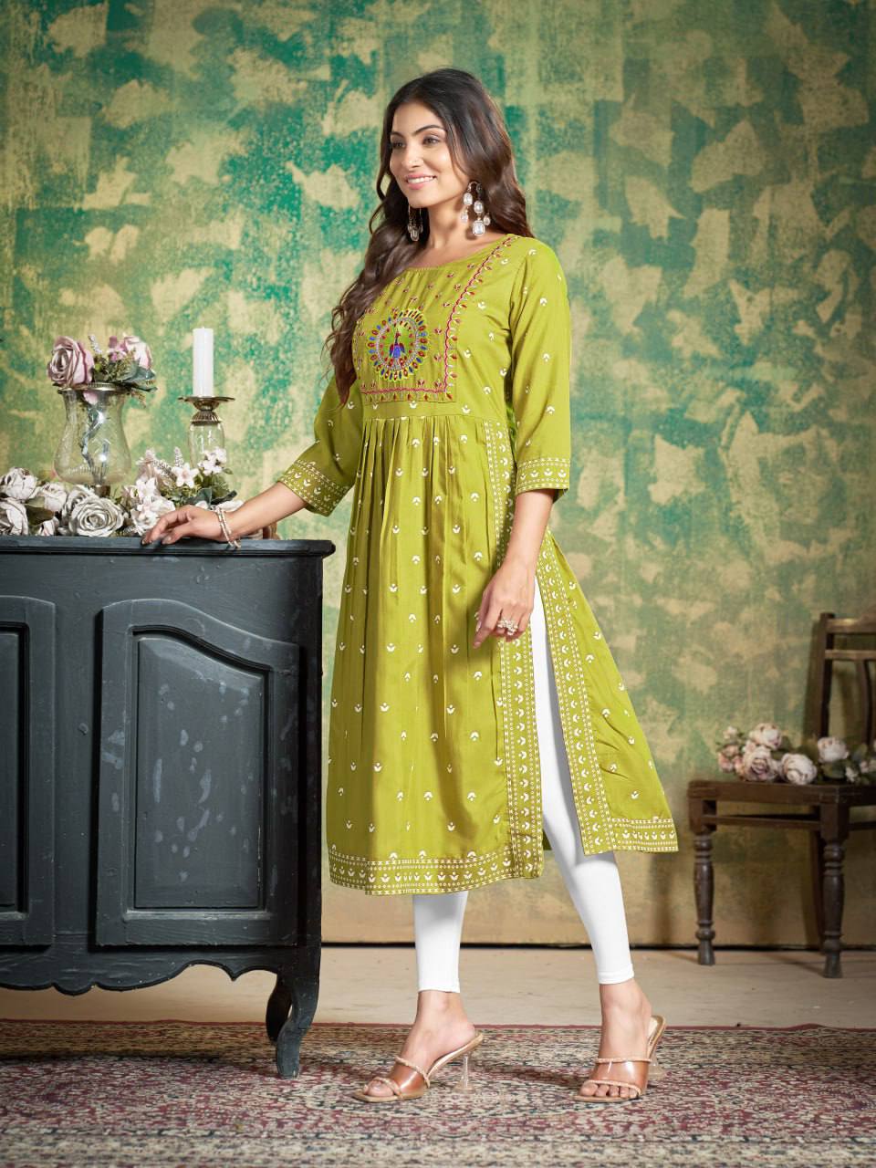 Sakhi - Soft Cotton Embroidered Kurti Set