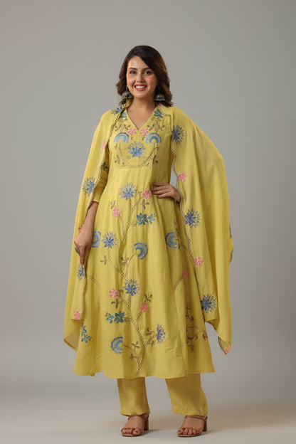 Nikita - Premium Chanderi Silk Anarkali Suit Fully Stitched