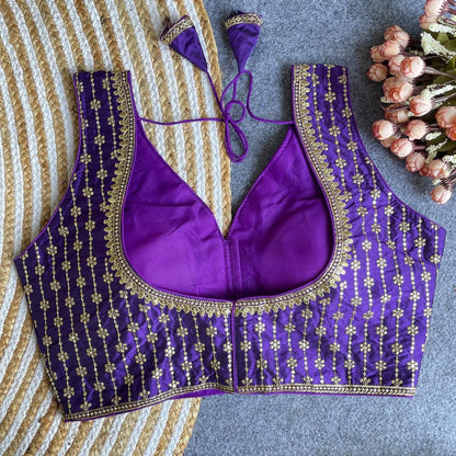 Premium Silk Fabric Heavy Thread and Sequins Embroidered Readymade Blouse