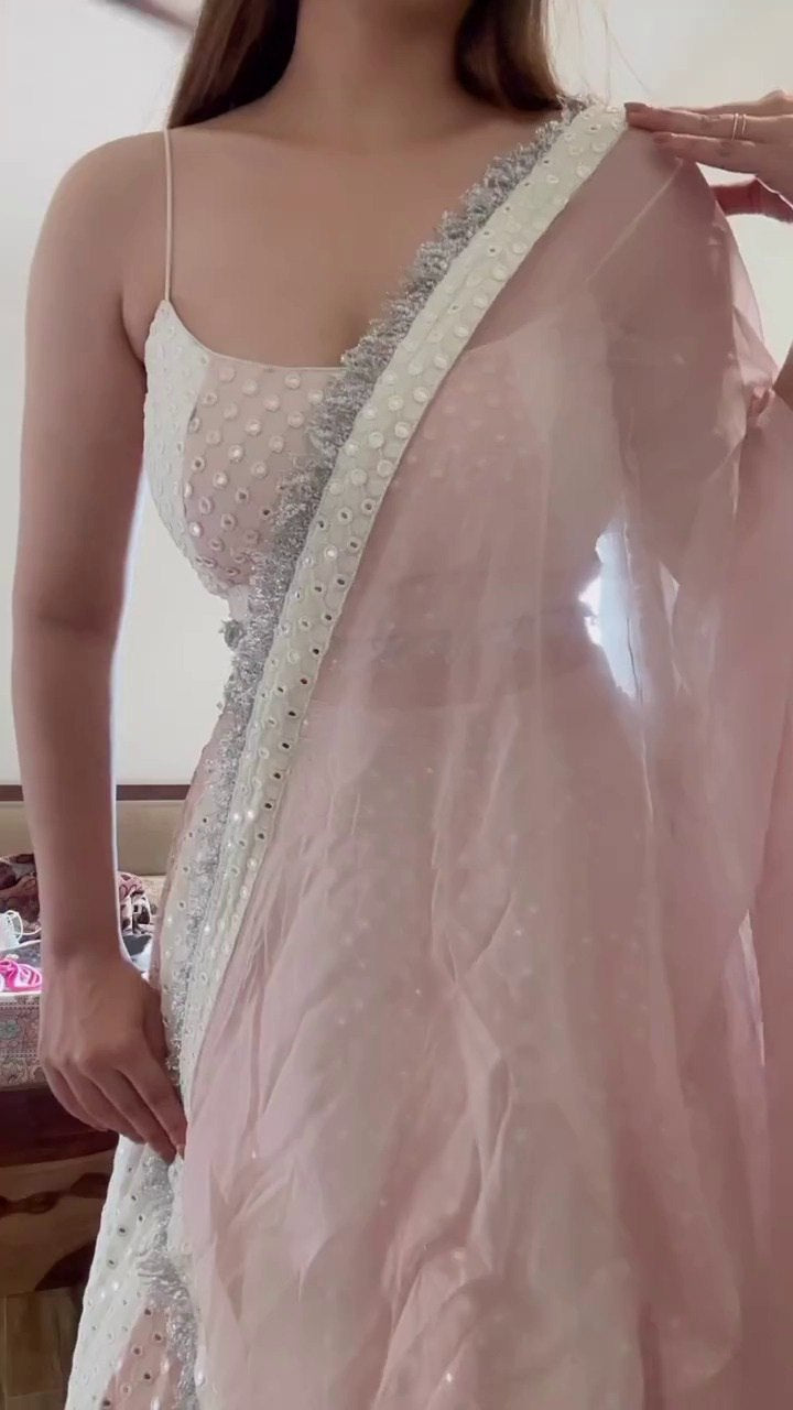 Cream & Pale Pink Beautiful Casual Lehenga Choli Fully Stitched