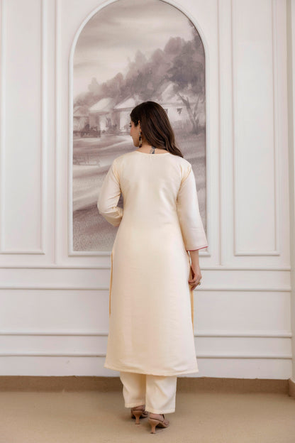 Creame Soft Chanderi Silk Kurti Lightweight and Minimal Fully Stitched