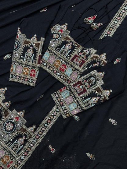 Navratri Special Vichitra Silk with Beautiful Embroidered Fully Stitched Lehenga