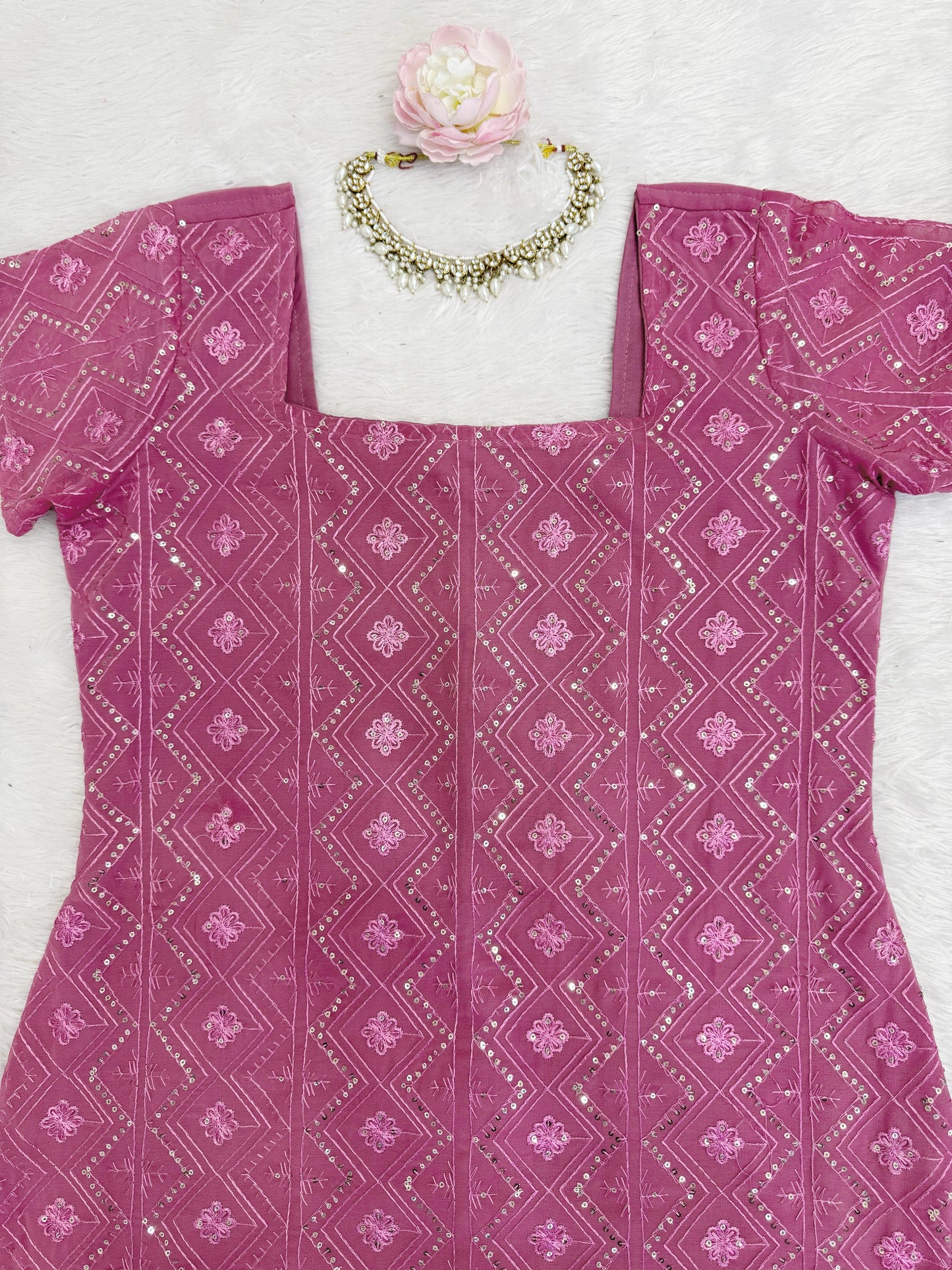 The OG Poo Style Georgette Suit With Boot Cut Pants Fully Stitched