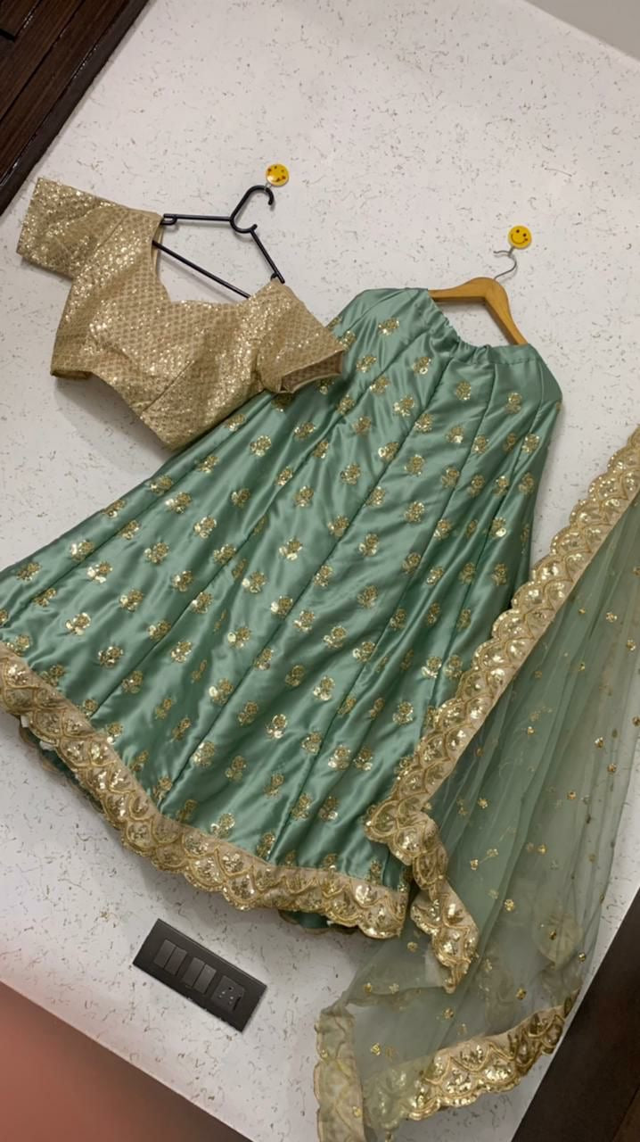 Pastel Green Lehenga with fully stitched blouse
