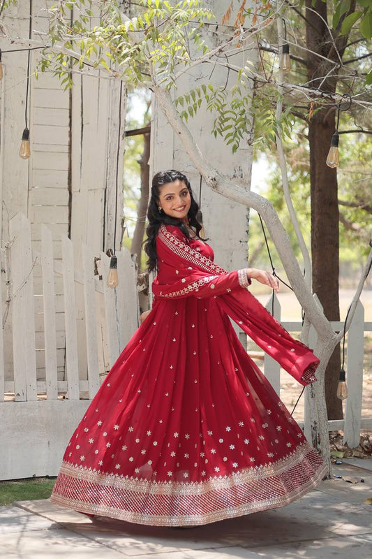 Premium Maroon Anarkali Gown Fully Stitched