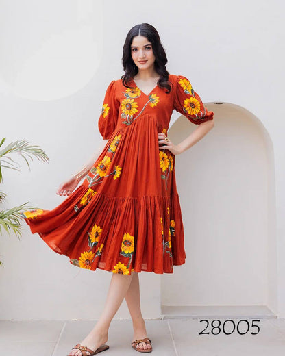 Kesariya Beautiful Floral Printed Soft Kota Fabric Casual Wear Readymade upto 6XL sizes