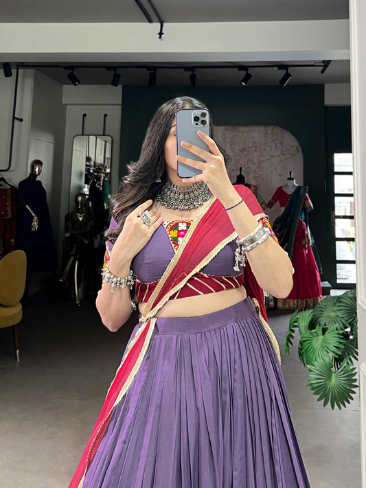 Unique Pastel colour Rayon Cotton Chaniya Choli for Navratri Fully Stitched