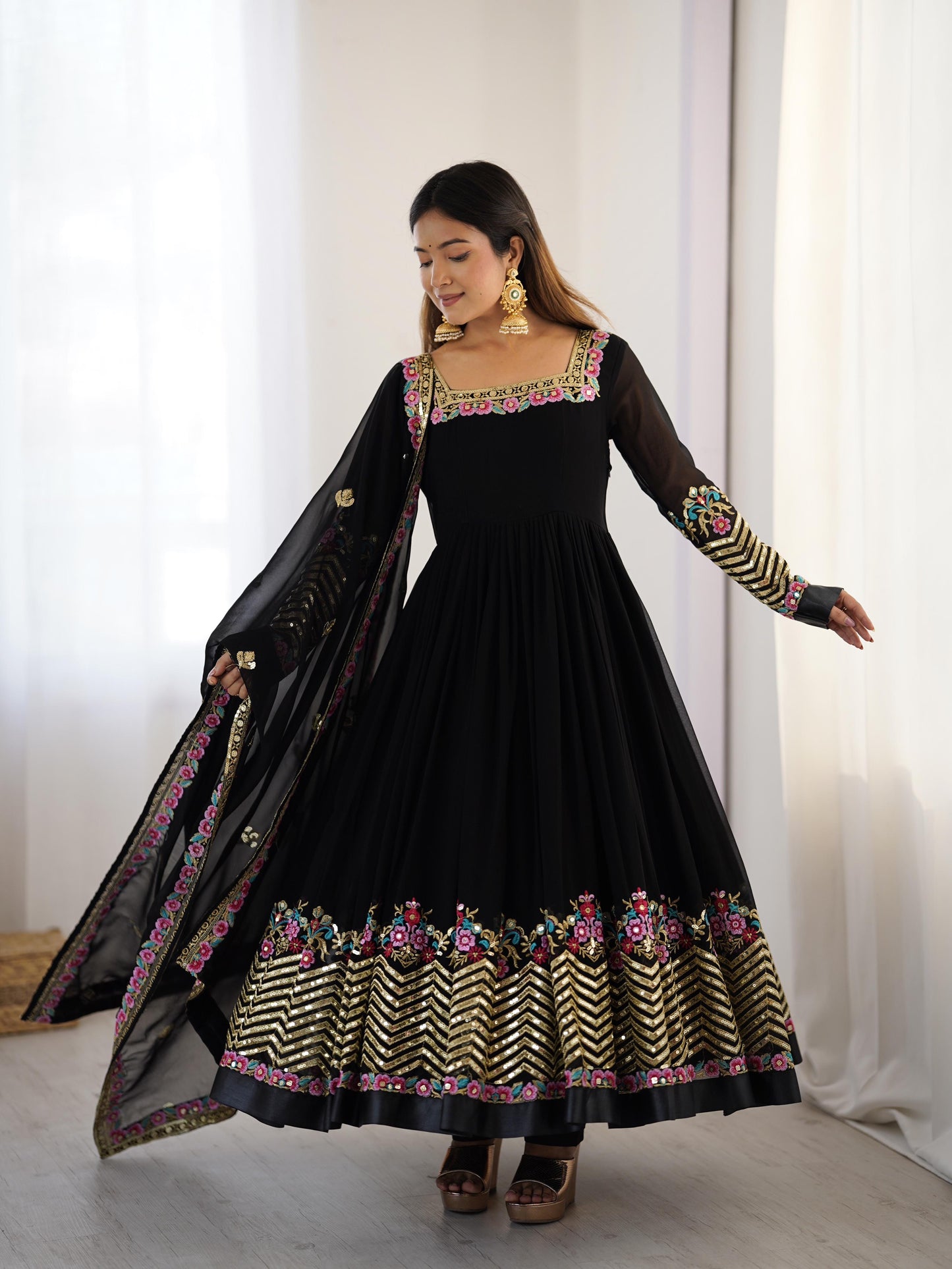 Antara - Premium Soft Georgette Anarkali Gown Fully Stitched