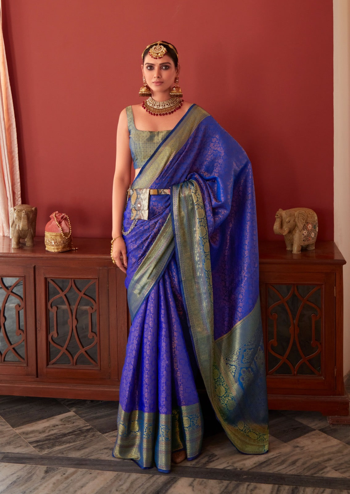 Pure Kashmira Silk Premium saree with stitched blouse