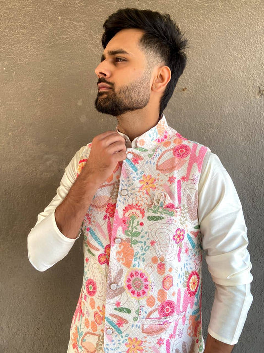 Veer - Premium Men's Rayon Silk Koti Kurta Pajama