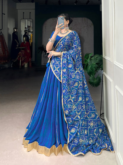 Beautiful Georgette Bandej Print Flowy Chaniya Cholis for Navratri 2025