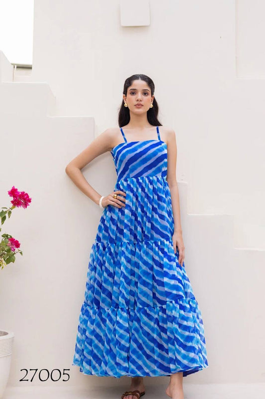 Royal Blue Beautiful Floral Printed Soft Georgette Fabric Casual Wear Readymade upto 6XL sizes