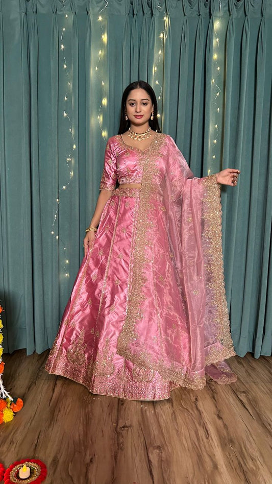 Pink fully stitched Lehenga