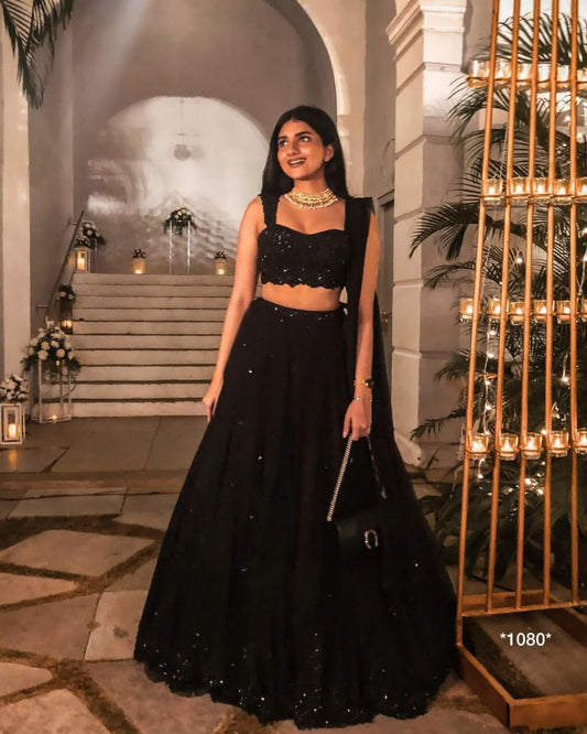 Baani - Black lehenga with sequnce work fully stitched