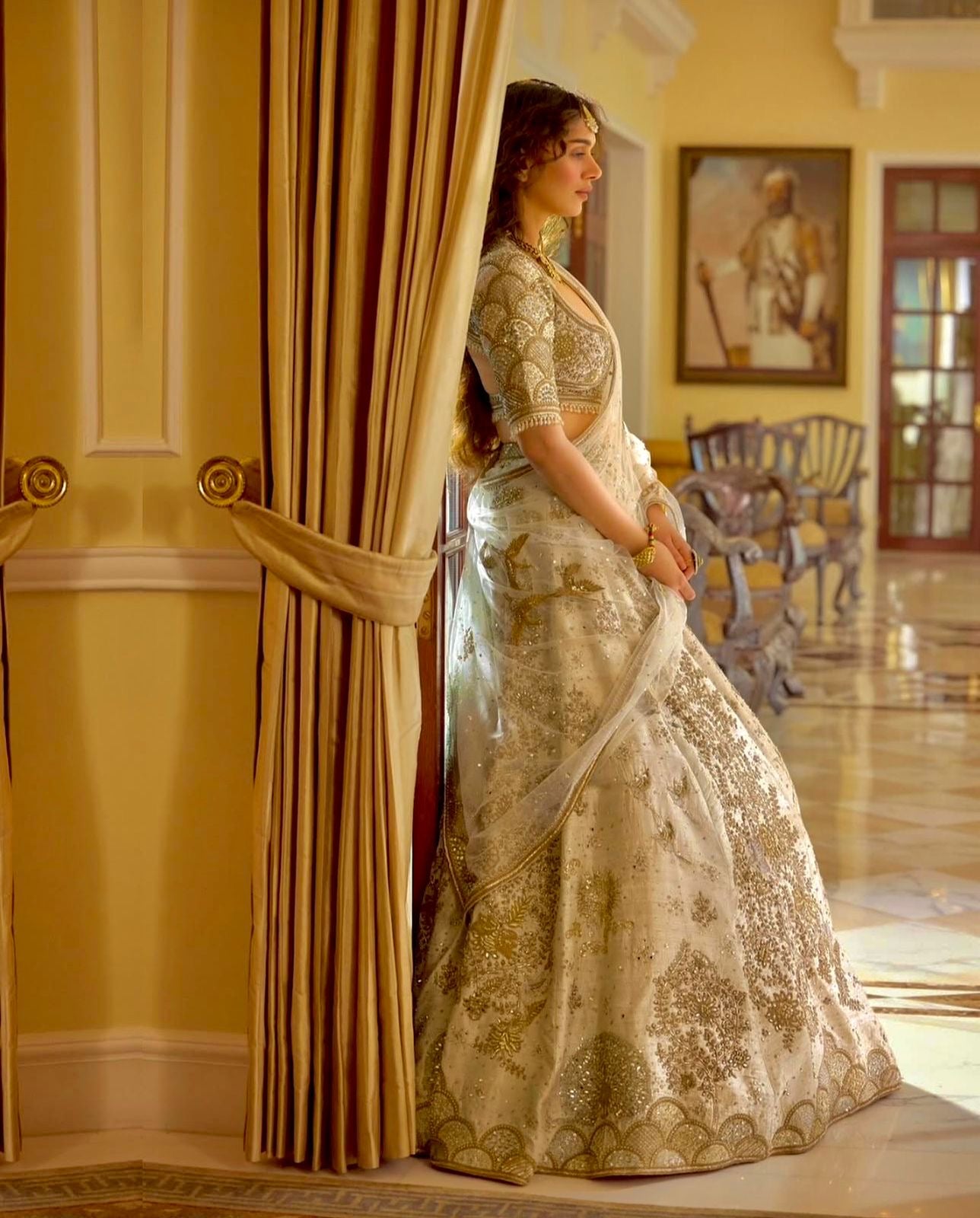 Aditi - Premium Silk Cream Heavy Embroidered Zari Lehenga Fully Stitched