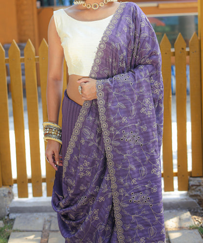 Nazzakat - Beautiful Handwork Pure Silk Saree with Floral patterns and Stitched Blouse Options