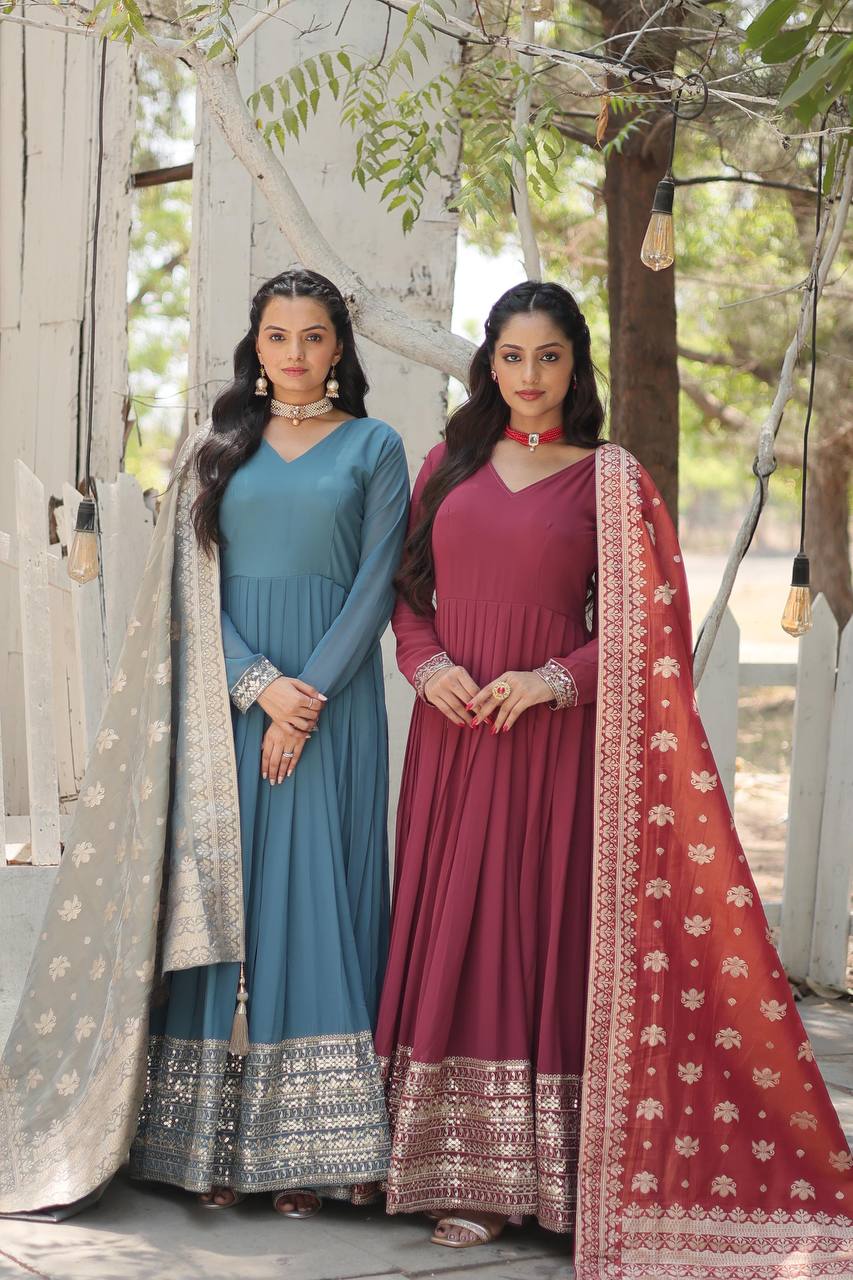 Elegant Anarkali Georgette Fully Stitched Gown