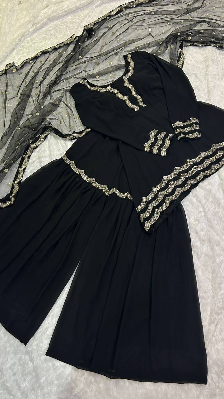 Classic Black Sharara Set