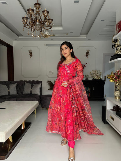 Soft Organza Floral Anarkali suit readymade