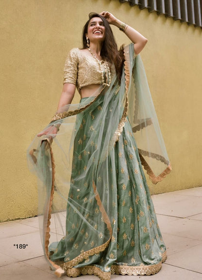 Pastel Green Lehenga with fully stitched blouse