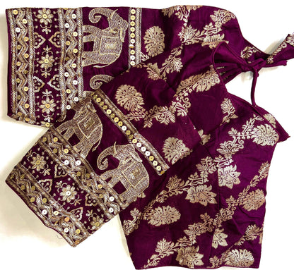 Beautiful silk blouse with work in readymade sizes