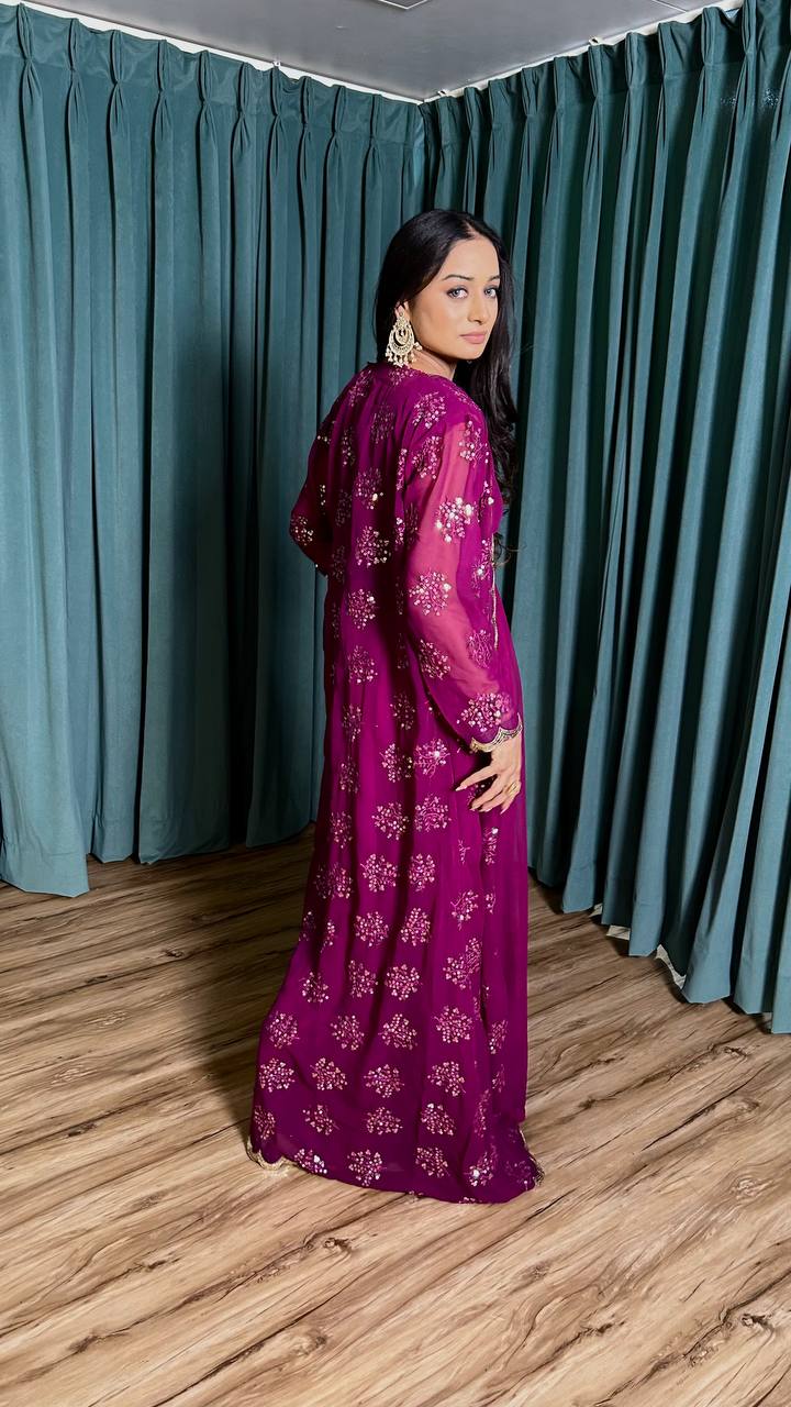 Georgette gown with Koti indo western style