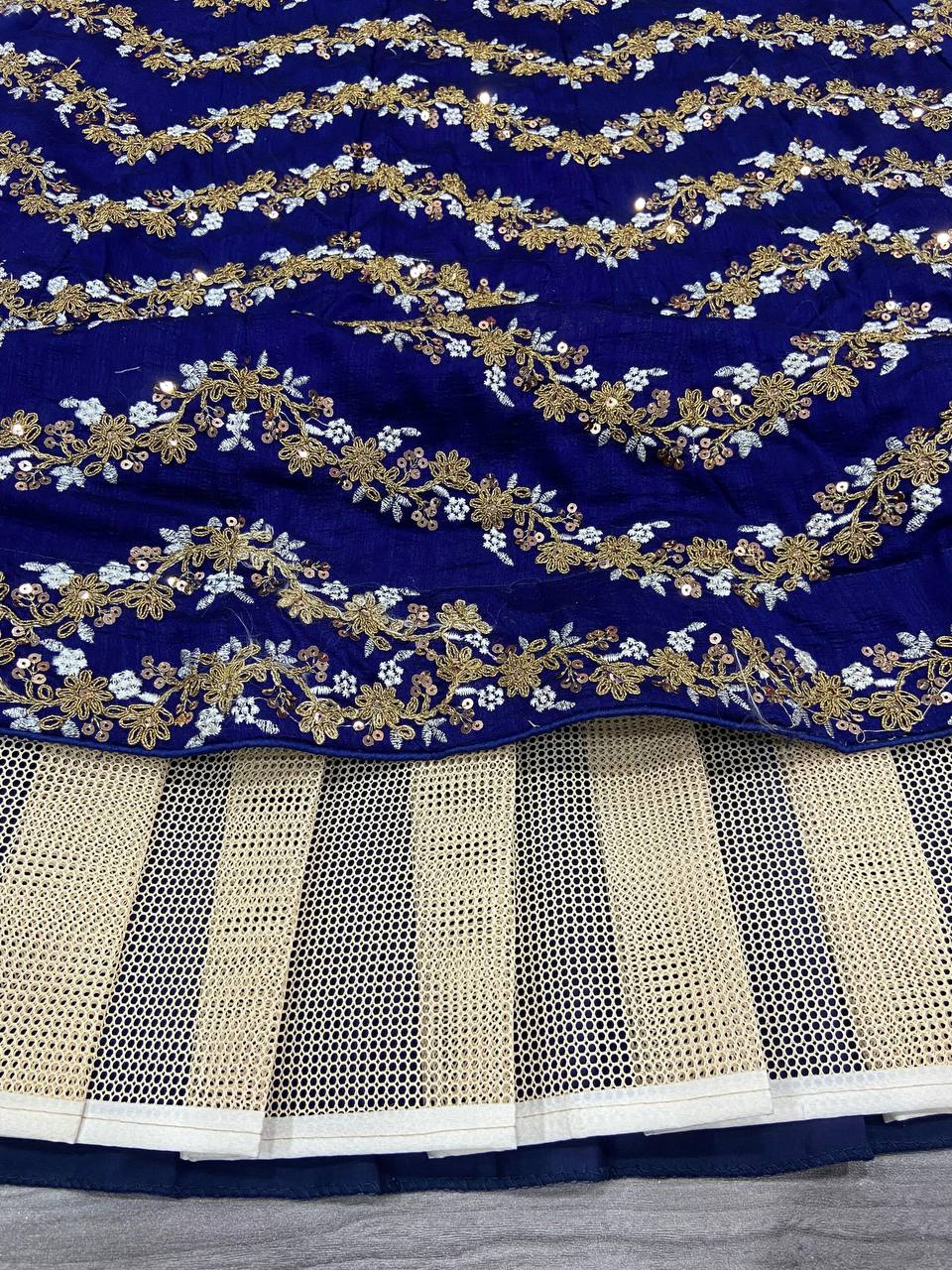 Premium Royal Blue Silk Lehenga with Heavy Embroidery Fully Stitched