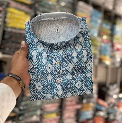 Father-Son Matching Cotton Printed Kurta Set with Pajama