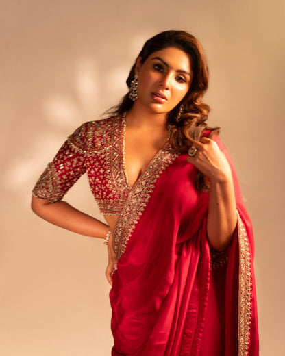 Sitara - Beautiful Silk Sequins Embroidered Saree with Stitched Blouse
