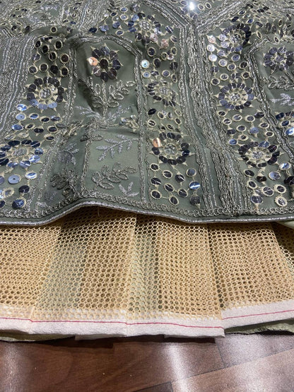 Grey Pink Shimmering Lehenga Fully Stitched as per your requirements