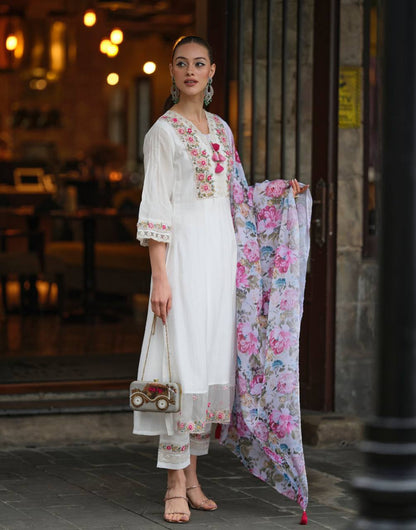 Floral kurti with pant and dupatta