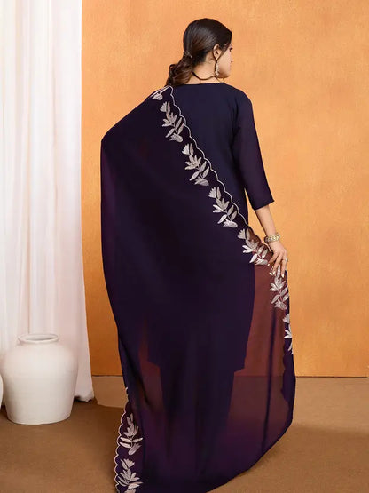 Soft Silk Floral Sequins Work Kurti Set in 2 Colours Fully Stitched