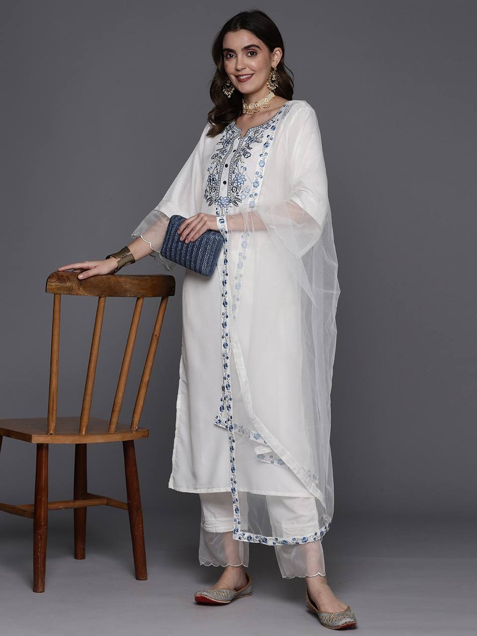 Premium white kurti set