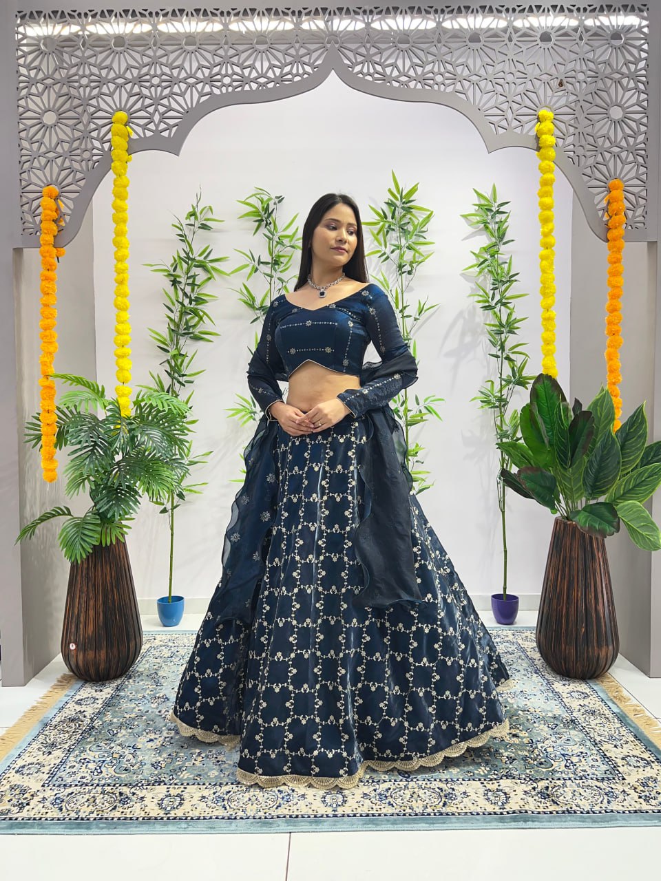 Premium Rama Lehenga with Blouse and dupatta fully stitched