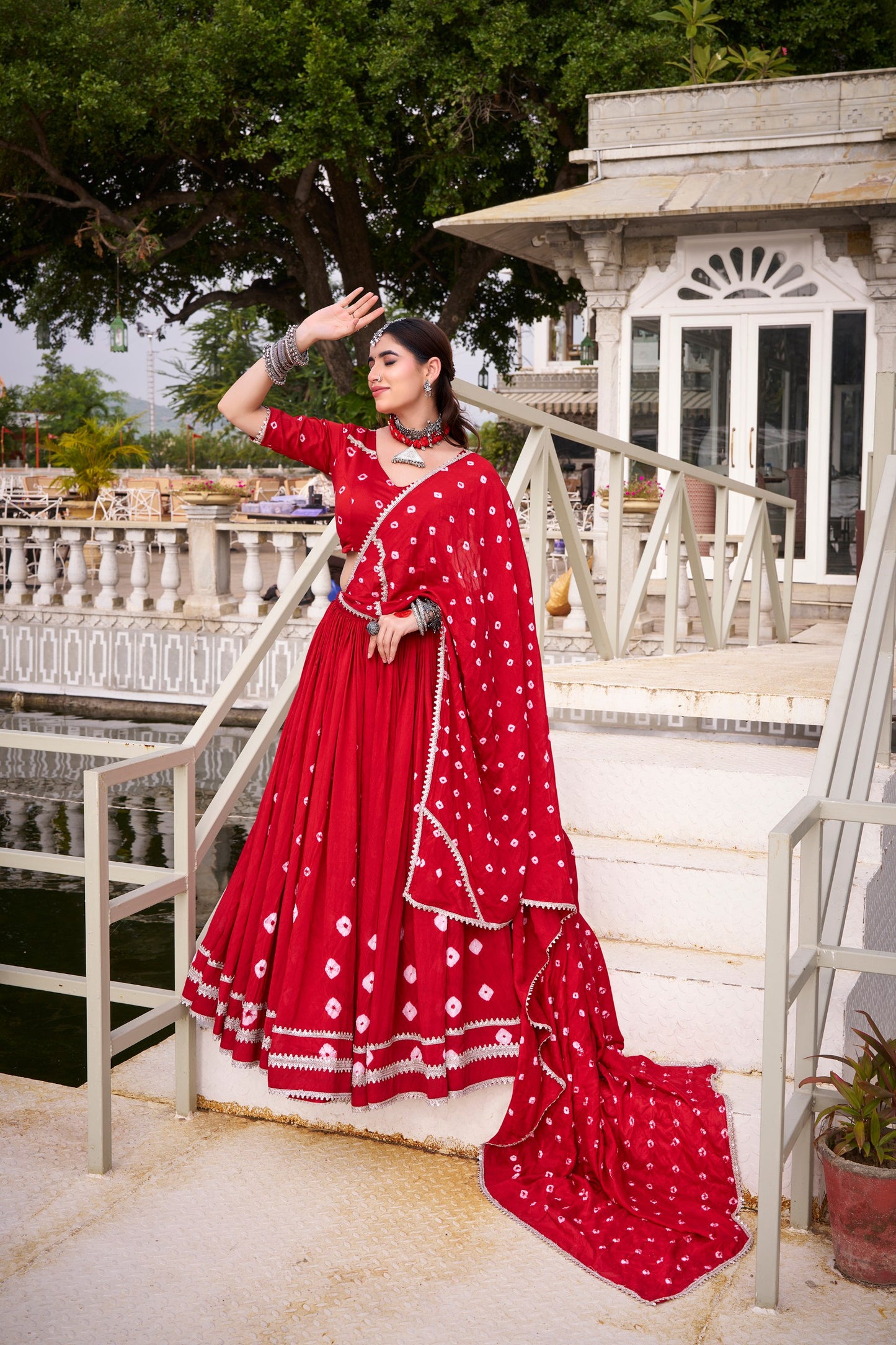 Premium Soft Chanderi Silk Bandhani Style Chaniya Cholis Fully Stitched