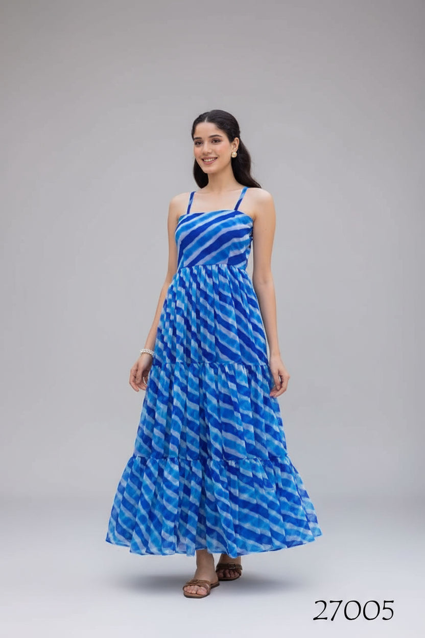 Royal Blue Beautiful Floral Printed Soft Georgette Fabric Casual Wear Readymade upto 6XL sizes