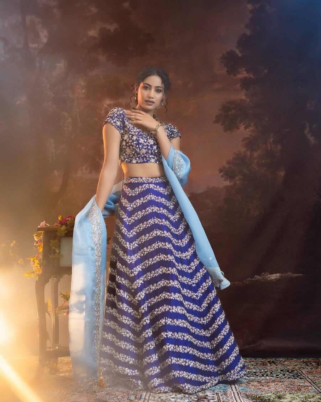 Premium Royal Blue Silk Lehenga with Heavy Embroidery Fully Stitched