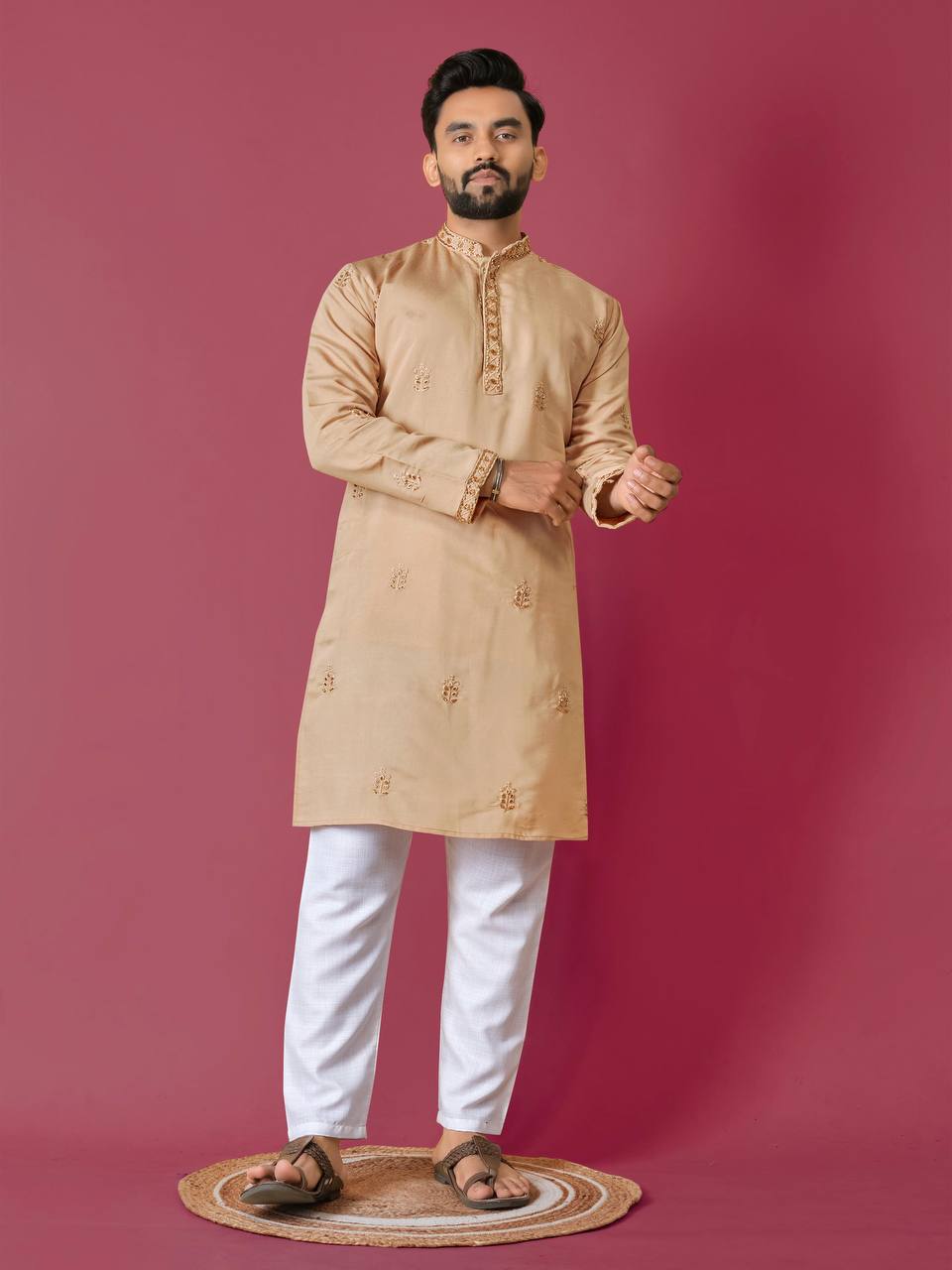 Premium Handwork on Silk Kurta with Pajama for Men