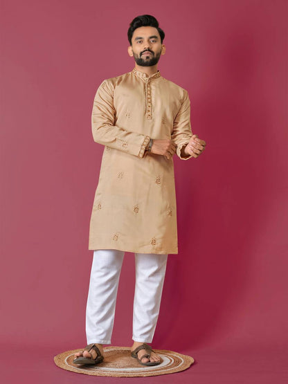 Premium Handwork on Silk Kurta with Pajama for Men