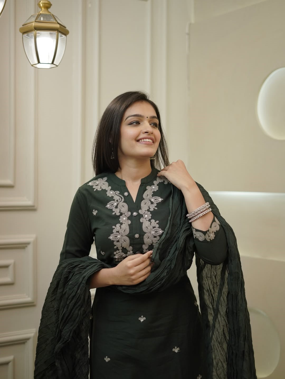 Kavya - Premium Dark Green Kurti Set for all occasions