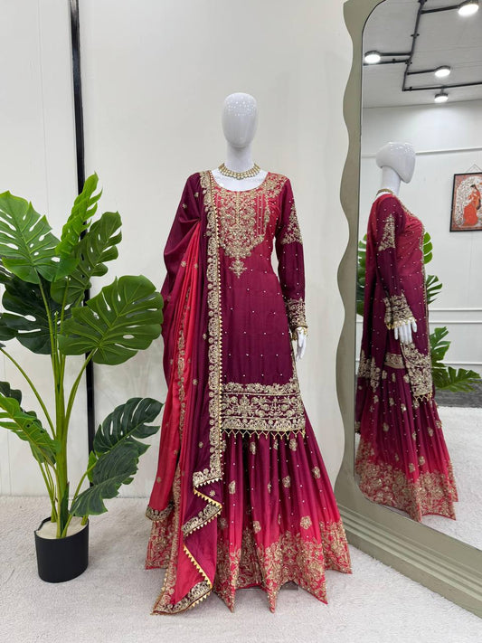 Premium work dual tone Sharara set fully stitched