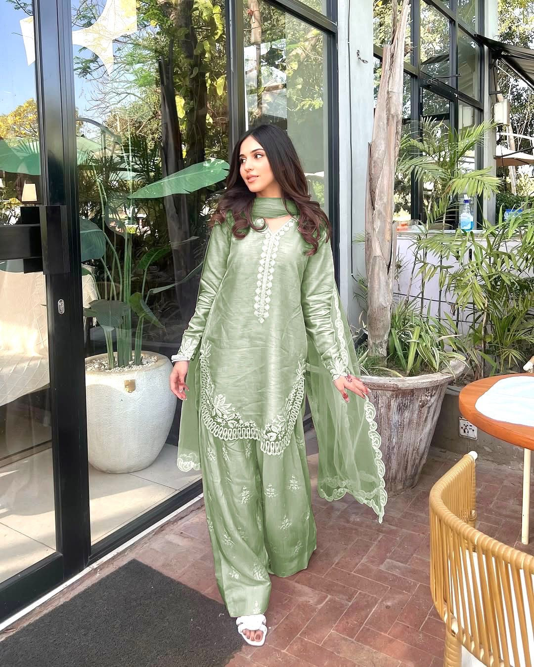 Preet - Beautiful Soft Silk Embroidered Salwar Suit Fully Stitched