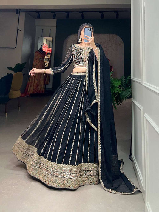 Black georgette premium lehenga