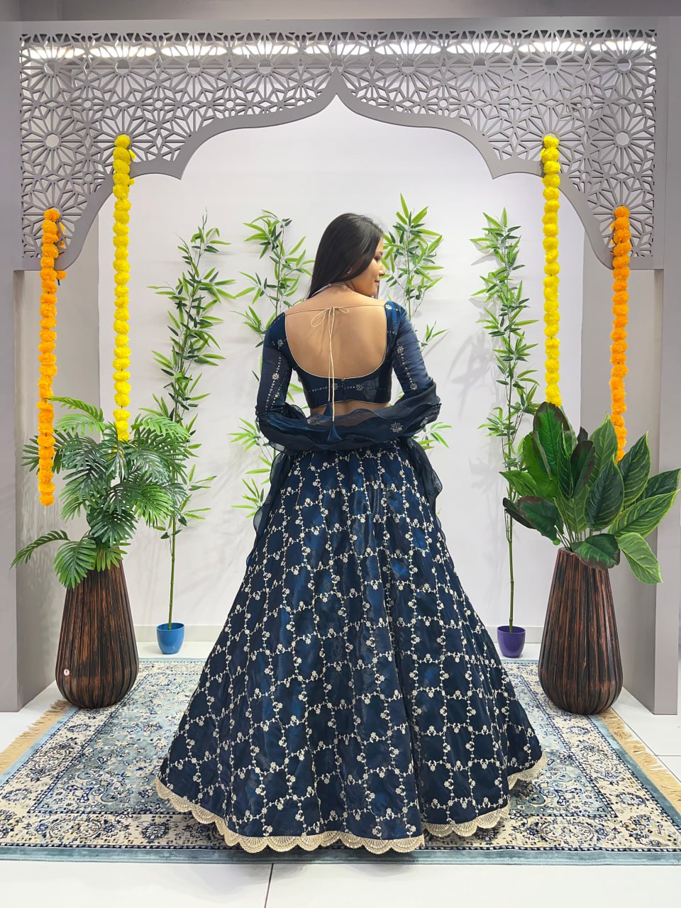 Premium Rama Lehenga with Blouse and dupatta fully stitched