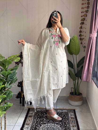 Chandni Aura -Premium Soft Cotton Embroidered Kurti Set
