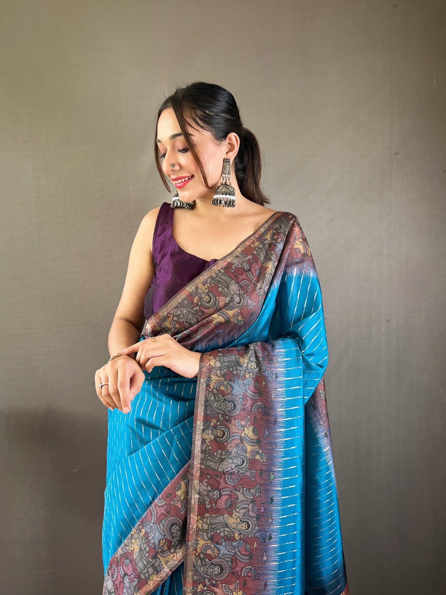 Smriti - Soft Chanderi Silk Saree with Prints and Stitched Blouse Options