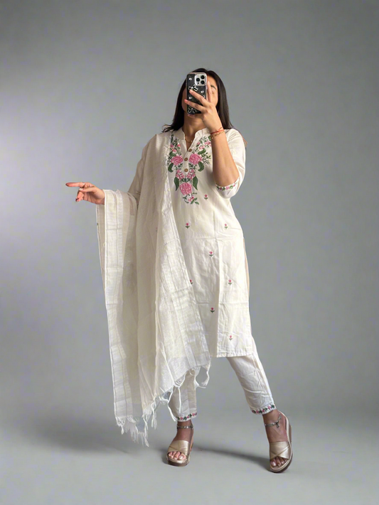 Chandni Aura -Premium Soft Cotton Embroidered Kurti Set