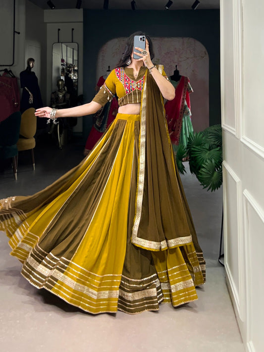Unique Contrast Navratri Special Dual Colour Cotton Chaniya Choli